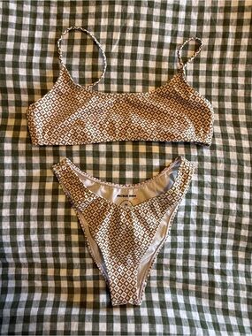 PacSun Beige Brown Diamond Print Bikini